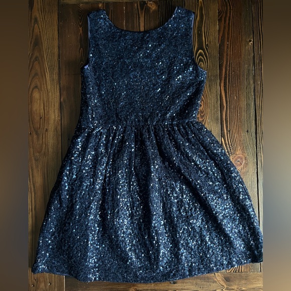 GAPKids • sequined navy blue sparkle party fit and flare dress Christmas holiday - Picture 6 of 13